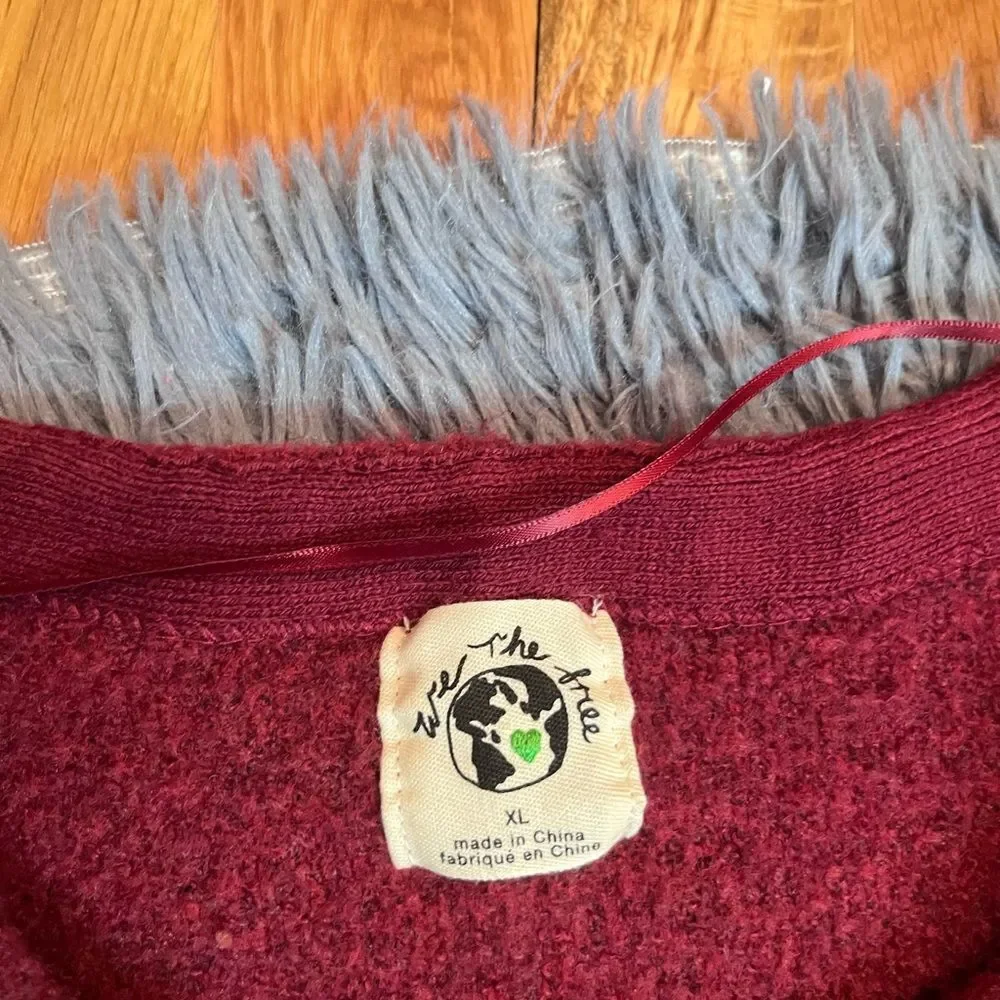 Free People Care Eastwood Tunic Sweater in Rhubarb Heather Size XL NWT